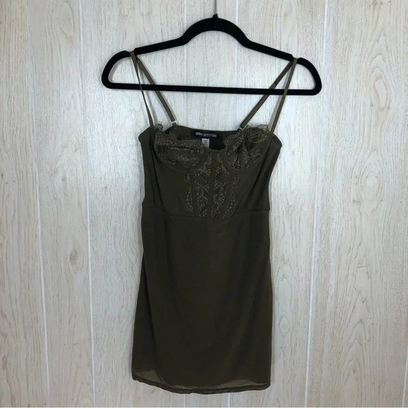 Urban Outfitters Modern Love Olive Green Lace Bustier Mini Dress - Picture 2 of 7